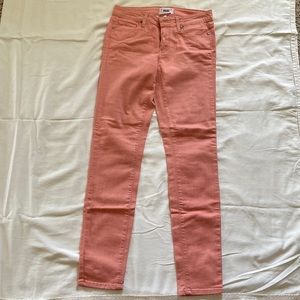 Paige light coral skinny jeans